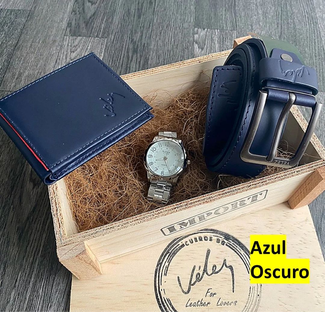 Súper Combo Para Papá 3 en 1; Correa, Billetera y Reloj