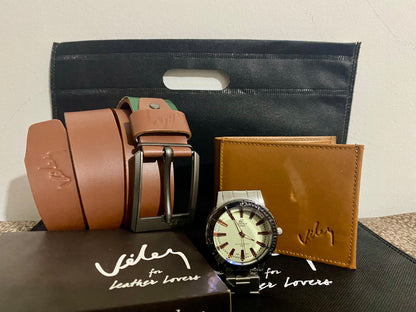 Trío Vélez: Reloj + Correa + Billetera + Tula