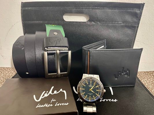 Trío Vélez: Reloj + Correa + Billetera + Tula